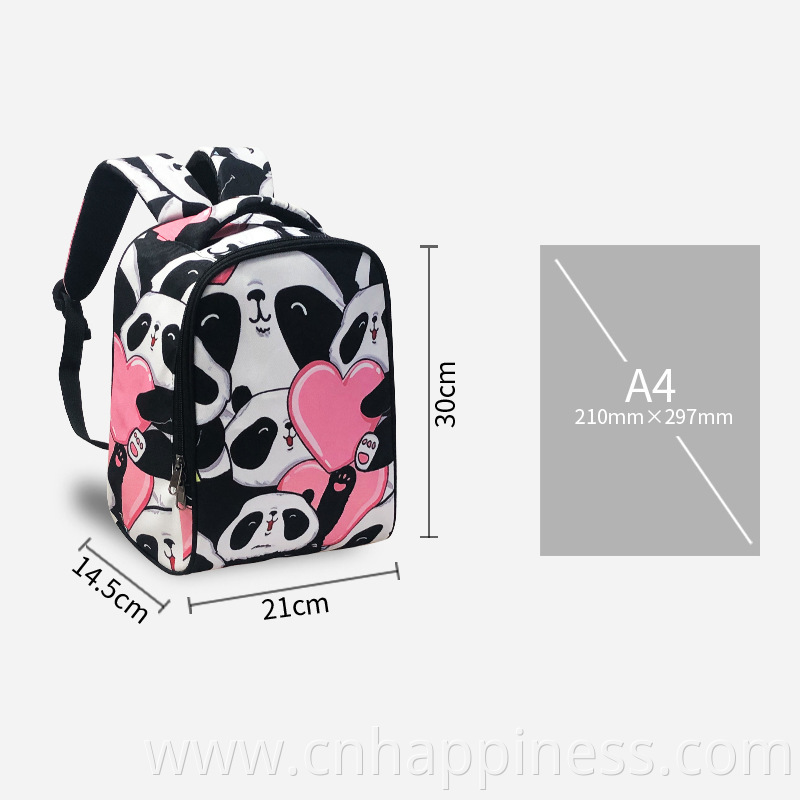 Custom all over print backpacks girl waterproof school bags panda backpack for toddlers and children